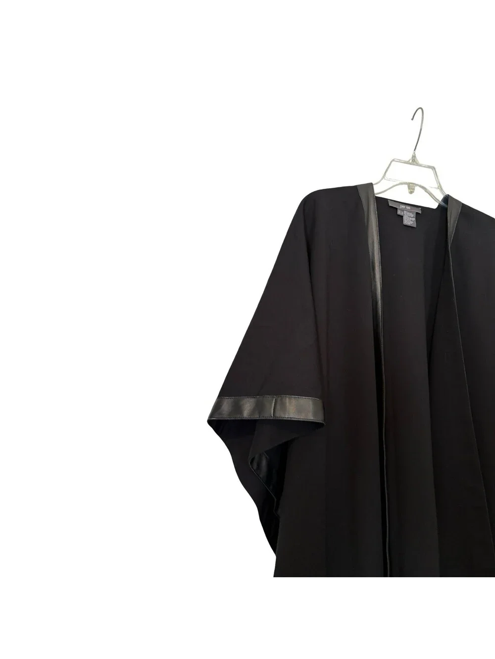Black Solid Shawl/Wrap Poncho with Leather-like Accent - OS / Medium Per Se